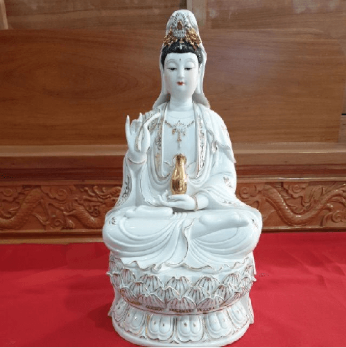 Khai quang cho tượng Phật Quan Âm Bồ Tát để bàn - Đá Thạch Anh Kim ...
