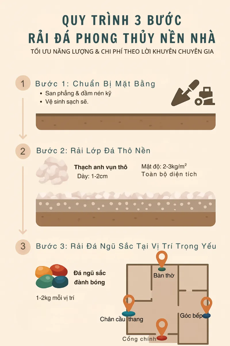 Infographic 3 bước trãi đá thạch anh vụn