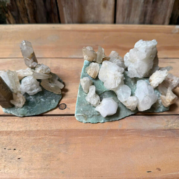 Cặp Tinh Thể Thạch Anh kết hợp Đế Thạch Anh Xanh Aventurine