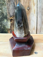 Tinh Thể Đá Thạch Anh Khói đánh bóng - đế gỗ đỏ - Ảnh 3