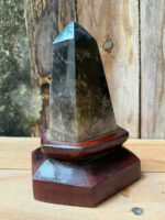 Tinh Thể Đá Thạch Anh Khói đánh bóng - đế gỗ đỏ - Ảnh 4